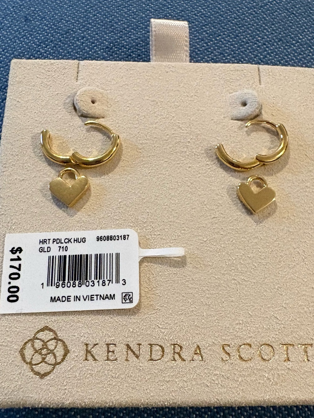 Kendra Scott Fine Jewelry Gold Heart Huggie Charm Earrings